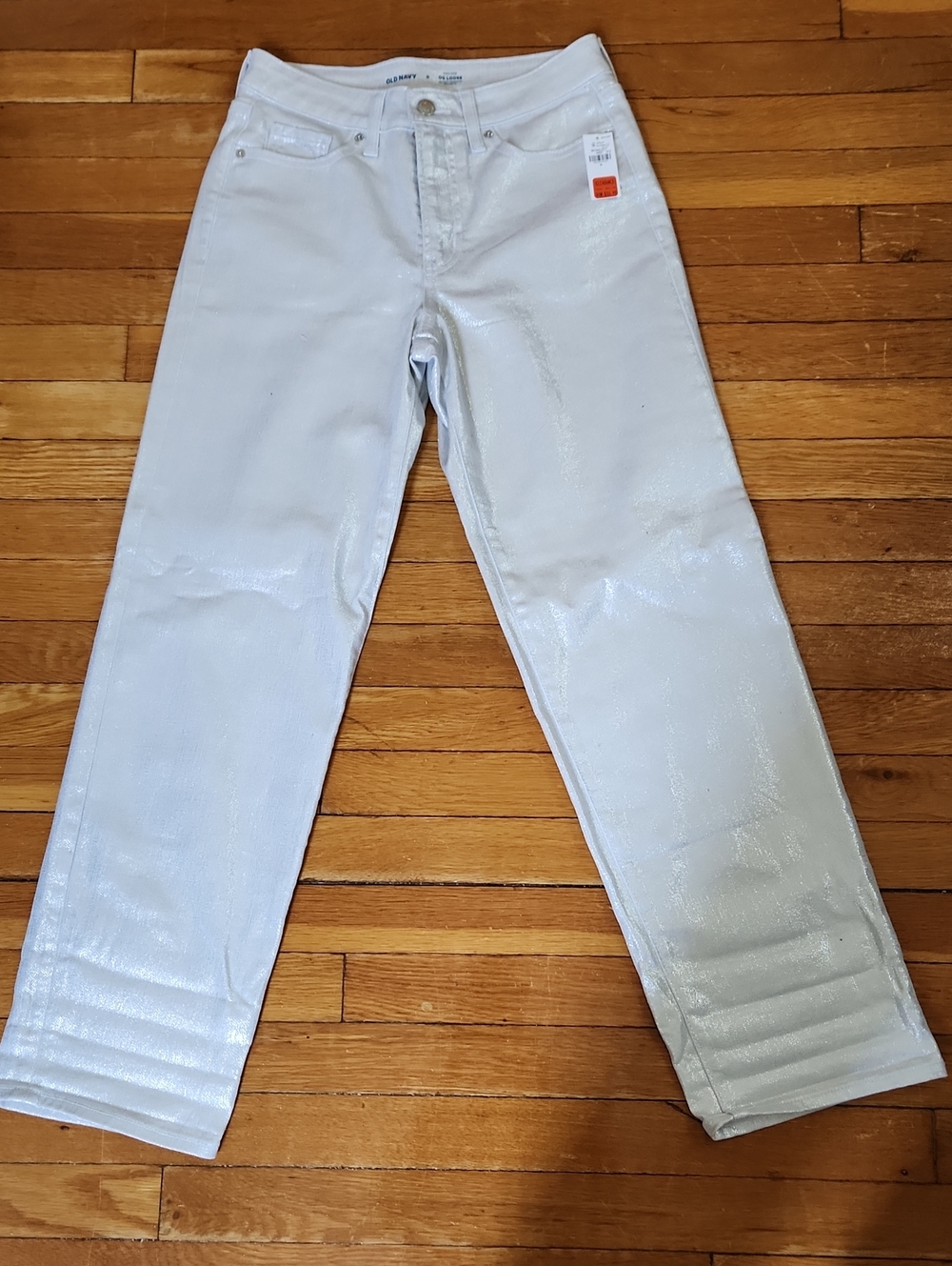 Old Navy Shimmery White Straight-Leg Pants